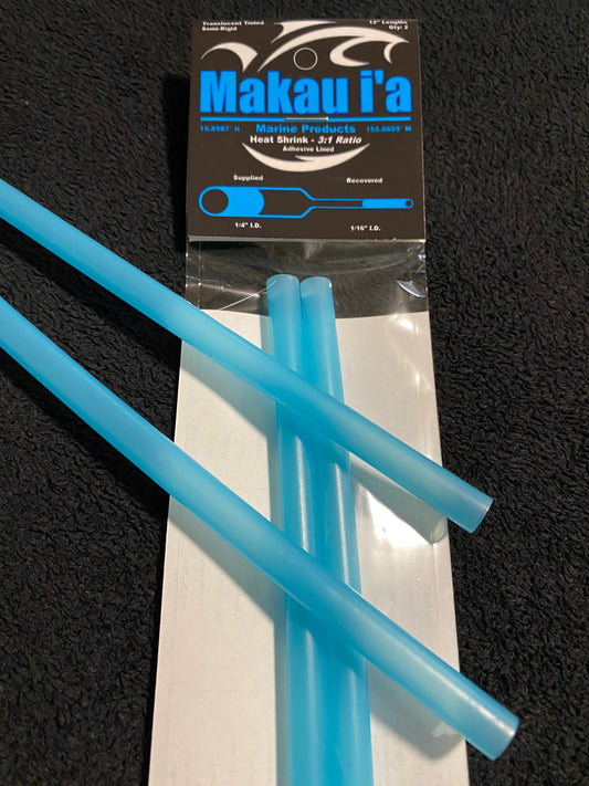 18. New! 3:1 Ratio Translucent Semi Rigid Heat Shrink Tubing [Blue] (2) 12" Lengths