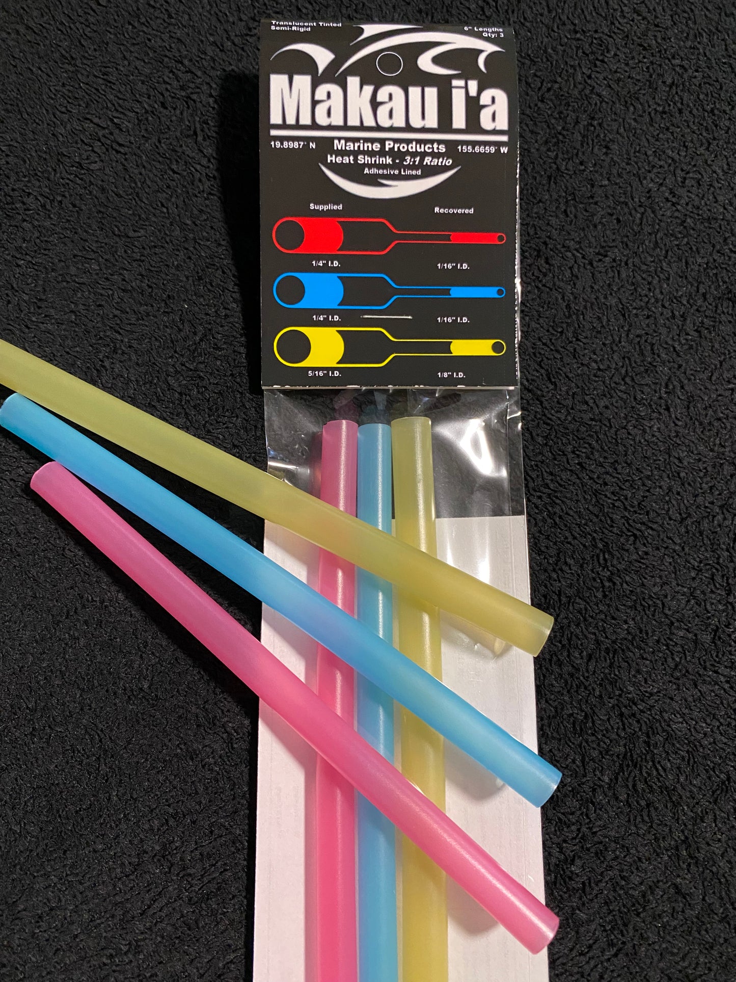 15. New! 3:1 Ratio Translucent Semi Rigid Heat Shrink Tubing [Red, Blue & Yellow] (3) 6" Lengths