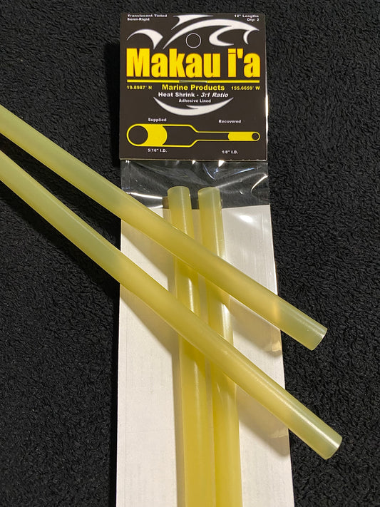 19. New! 3:1 Ratio Translucent Semi Rigid Heat Shrink Tubing [Yellow] ((2) 12" Lengths